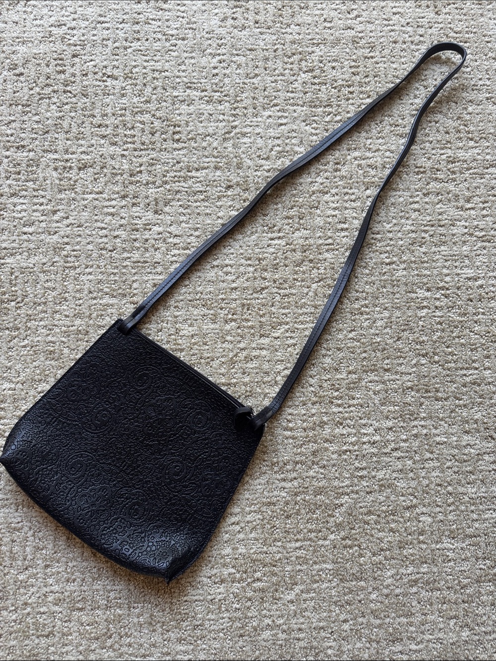 Black embossed leather B.May bag